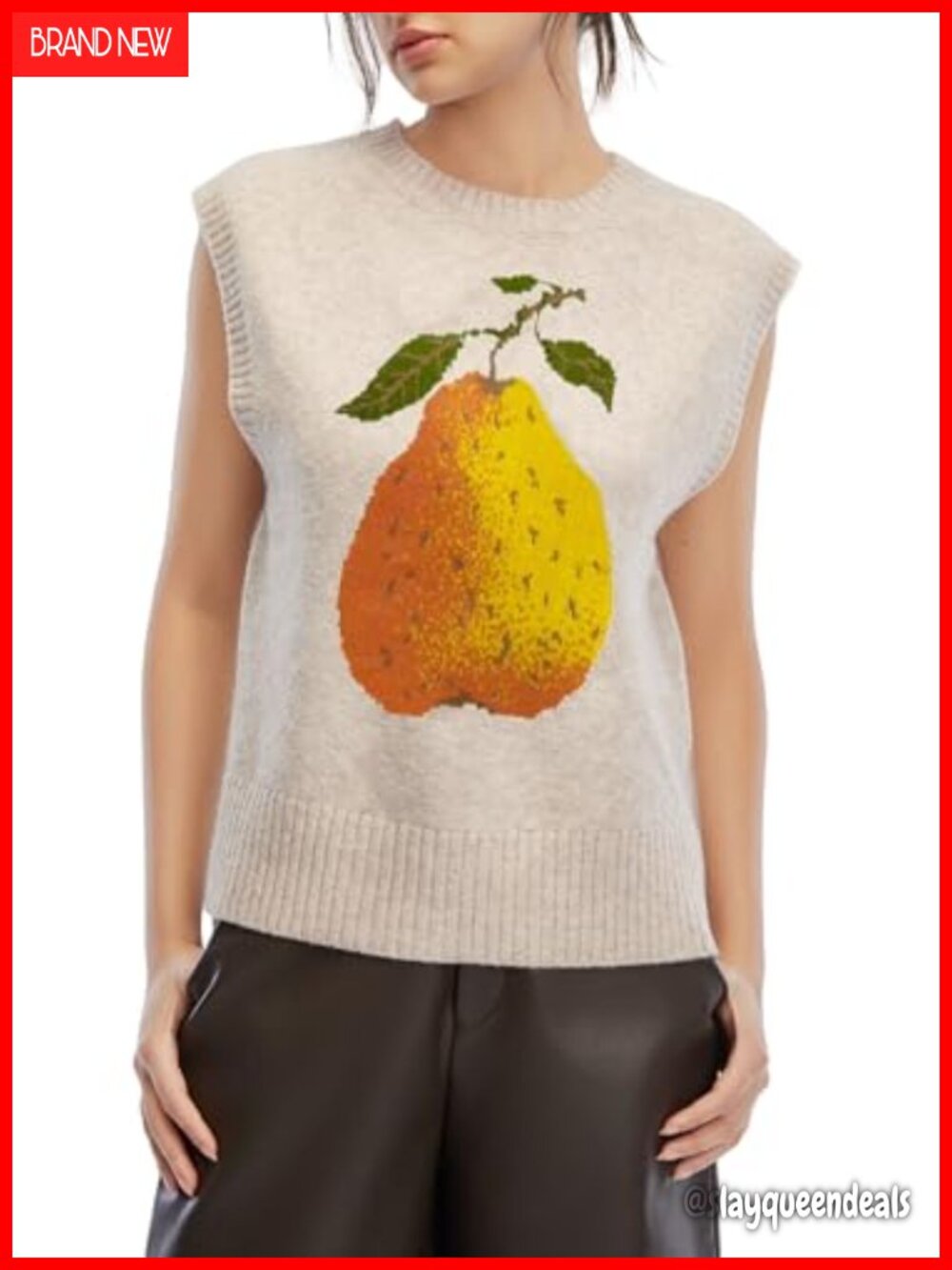 Cropped Sweater Vest Women Cute Casual Knit Graphic Sleeveless Top